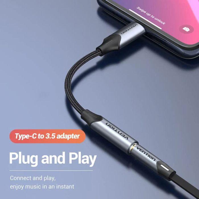 Adaptateur casque Type-C vers Jack 3,5 mm 3,5 mm avec DAC - Vention (BGJHA) - Gris