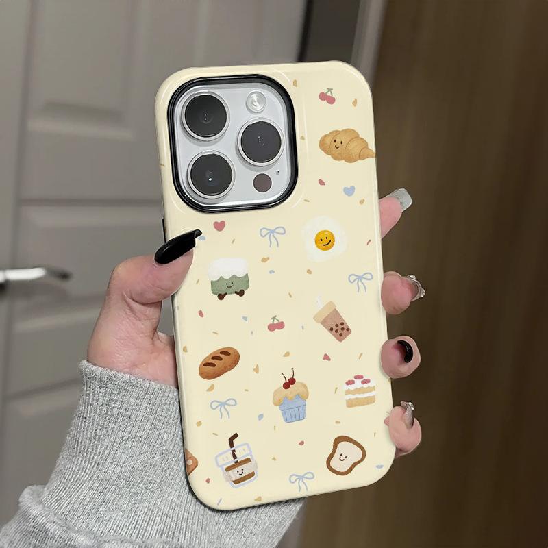 

Bread coffee applicable Apple 17promax cartoon cute iPhone16Pro lens all-inclusive two-in-one apple 7