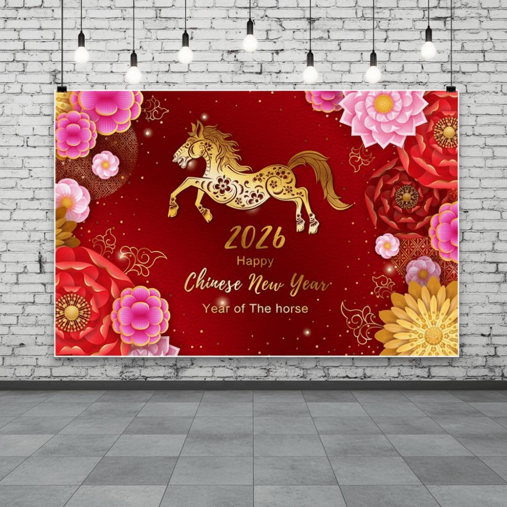 New Style Chinese New Year Decoration Red Gold Photography Background Cross Border