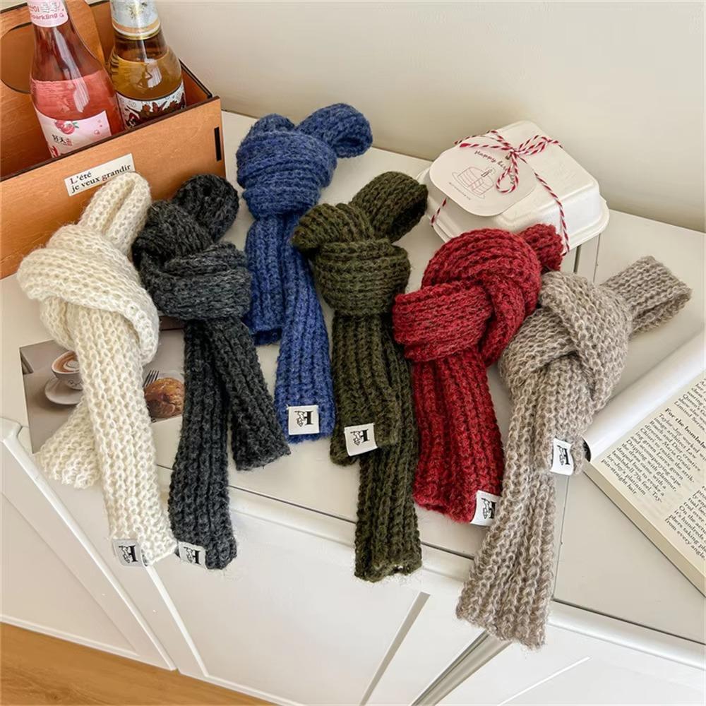 Imitation Cashmere Wool Knitted Scarves Solid Color Winter Scarves Fashion Narrow Long Scarf