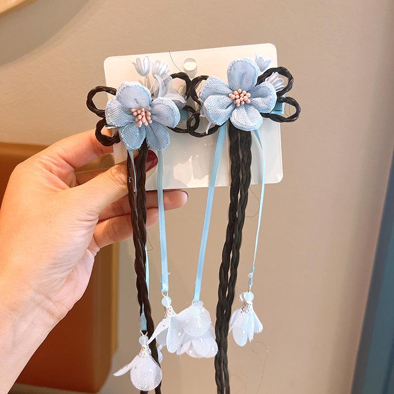 Mid-Autumn Hanfu Fairy Hair Clip - Women's & Children's Ancient Style Floral Tassel, Sweet Accessory for Girls