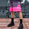 Li Ning Badfive Logo Print Gespleißte Lockere Wettkampf Freizeitshorts Herrenshorts Lila Fluoreszierend-Pink AAPR371-4