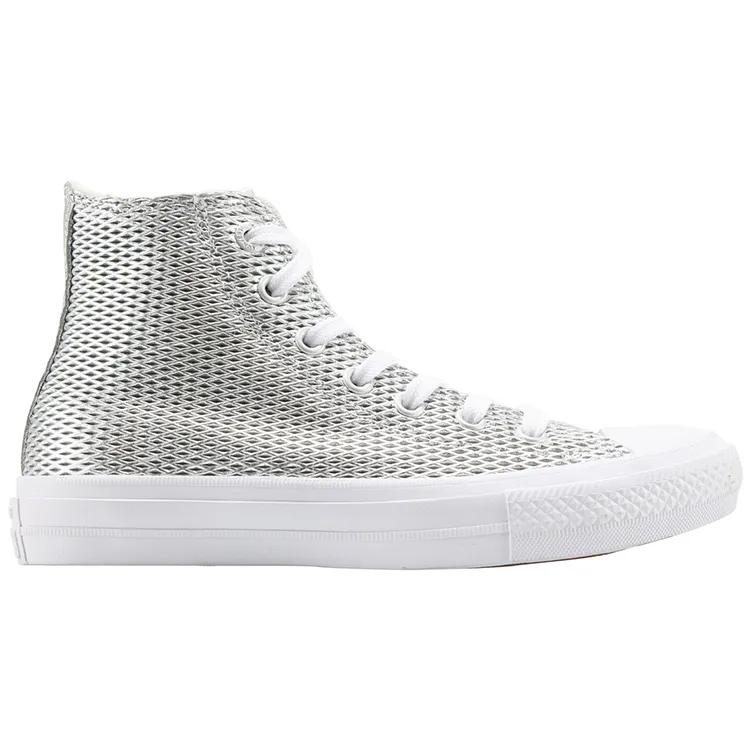 Converse Womens All Star 2 High 'Perforated Metallic Silver' (women's sizes) Silver / White / White Canvas Shoes 555798C