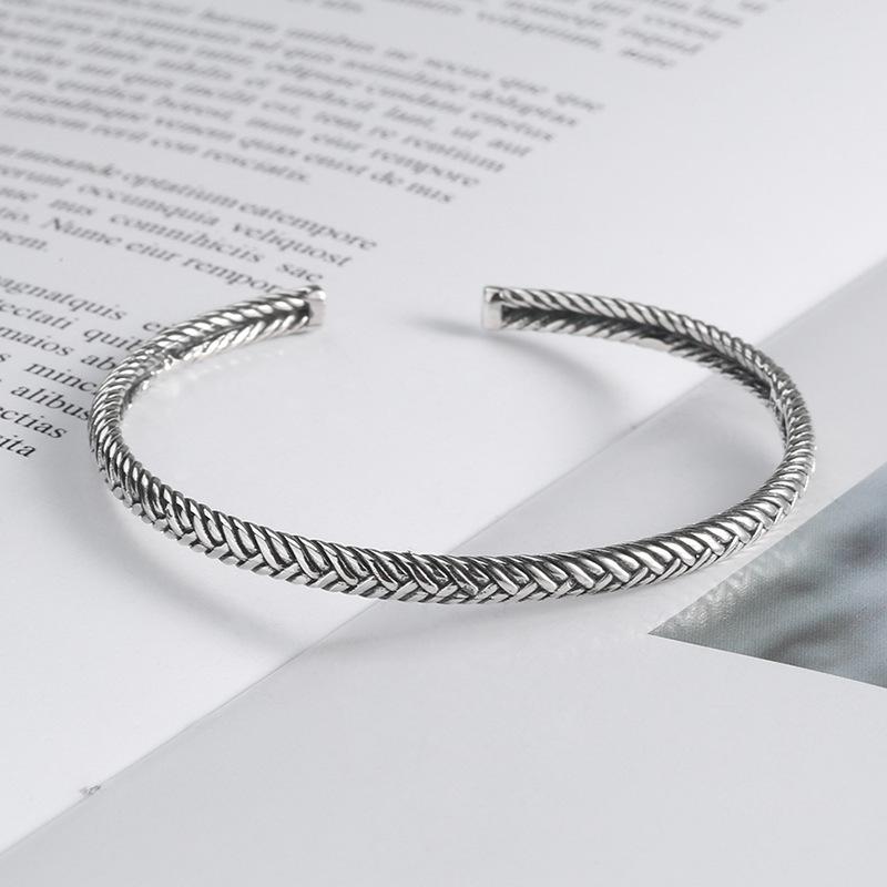 Hot Selling Korean Retro Thai Silver Women's Bracelet with Open Mouth Bracelet Accessories