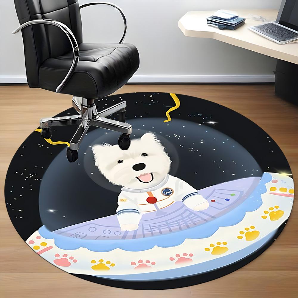 1PC Space Pup Office Round Area Rug, Mat Suitable ForOffice, Under Office Chairs Bedroom Living Room Home Decor, Room Deco