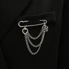 Minimalist Cross Jewelry Paperclip Chain Brooch—Unisex Punk Hip Hop Heart Pin with Tassel for Suits