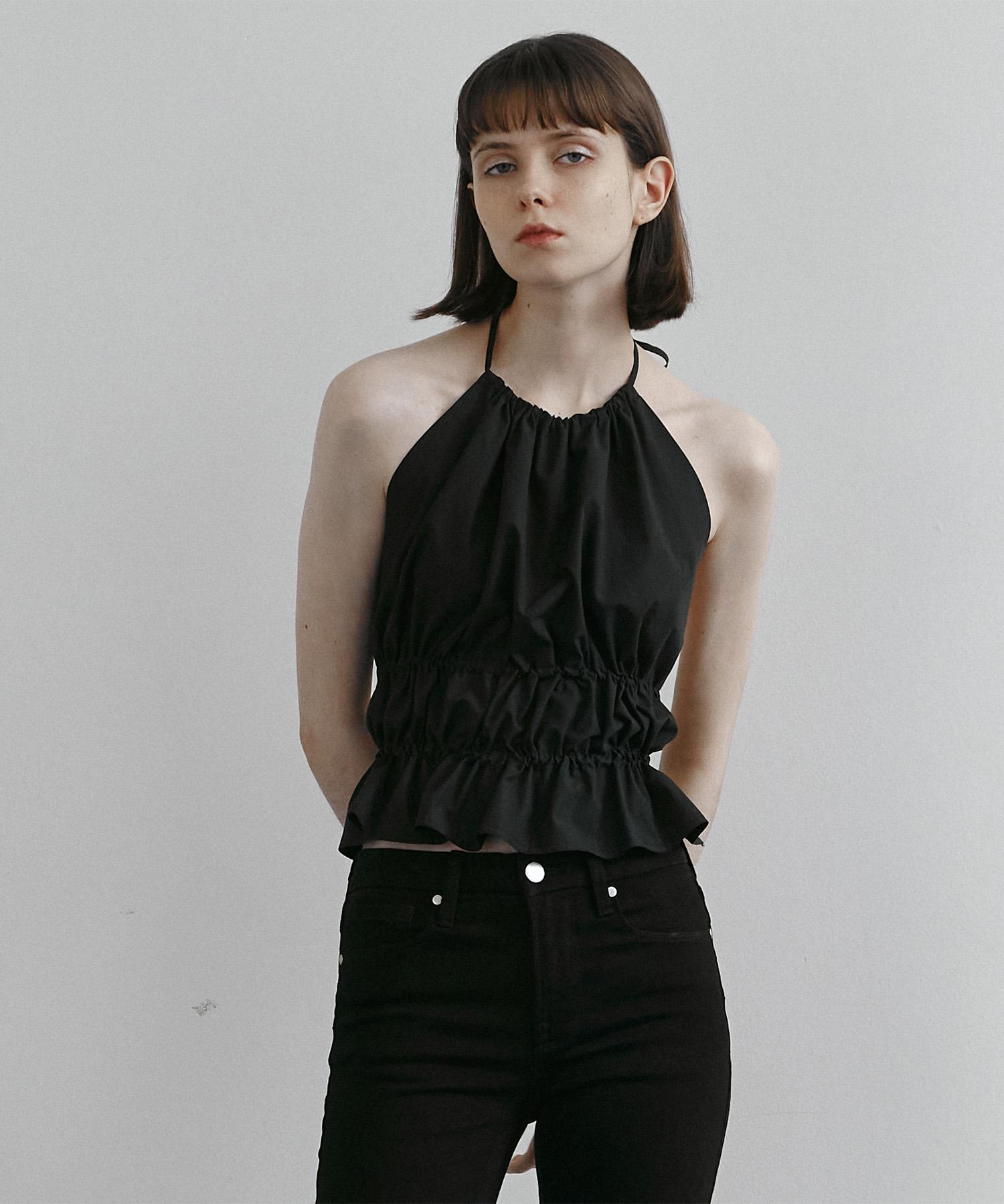 Mario Shirred Bustier (Black) Black