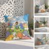 Cartoon Cute Cat Picture With Fresh Pillow Case Anti-dustmite Pillowcase Invisible Zipper Silky Short Plush Sofa Cushion Cover