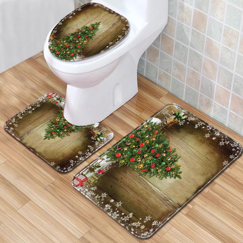 3D Toilet Floor Mat Bathroom Mat Christmas Three-Piece Foot Mat E-Commerce