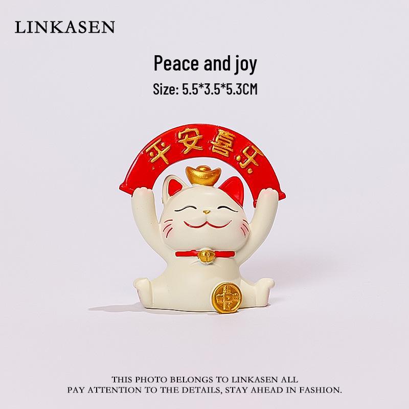 Cute Cartoon Lucky Cat Resin Ornament - 2025 Creative Office & Desktop Decor