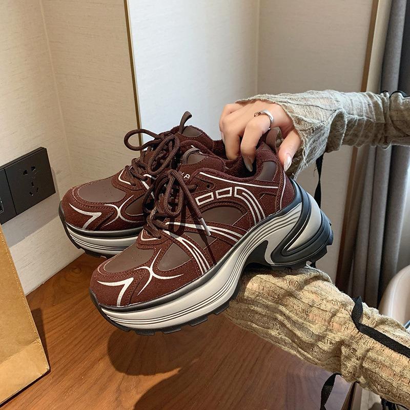 New platform cotton shoes women's autumn and winter casual sports velvet dad shoes