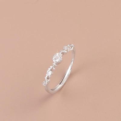 S925 Sterling Silver Filigree Diamond Korean Style Open Ring for Women - Trendy, Versatile, Niche Design, Fashionable Index Finger Ring