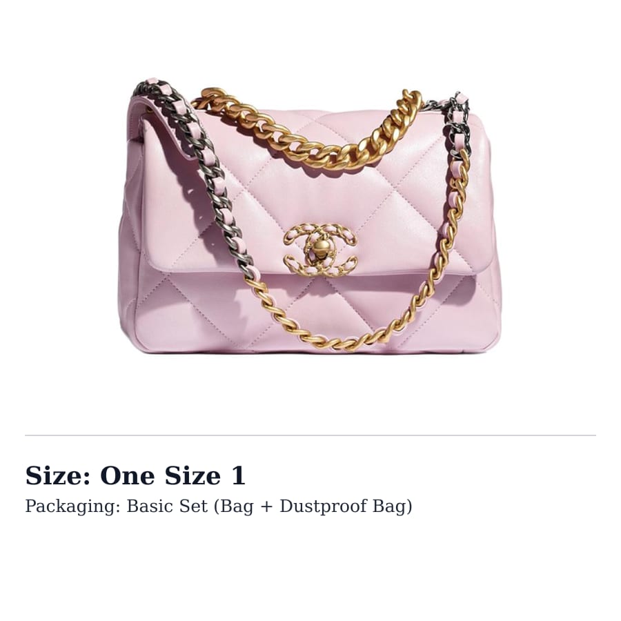 Chanel 19Bag Shiny Lambskin Gold, Silver, Rhodium Metal Flap Bag, Crossbody Bag, Shoulder Bag Women's Light Pink Red AS1160-B04852-NC022