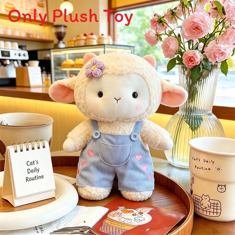 Backstrap Sheep Plush Toy With Flower Design Soft Cotton For Kids And Collectors