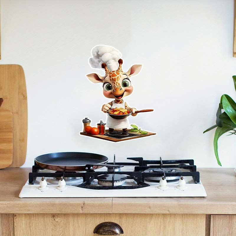 Süße Giraffe & Katze & Glückliches Nilpferd Koch Wandaufkleber - Charmantes Tier Kühlschrankaufkleber für Wohn- & Esszimmerdekor Aufkleber S481