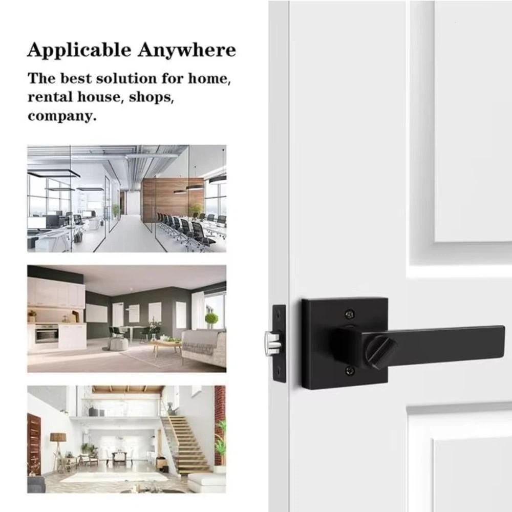 Aluminum Alloy Three-Bar Door Lock Modern Style Square Three-pole Handle Lock Furniture Hardware with Keys