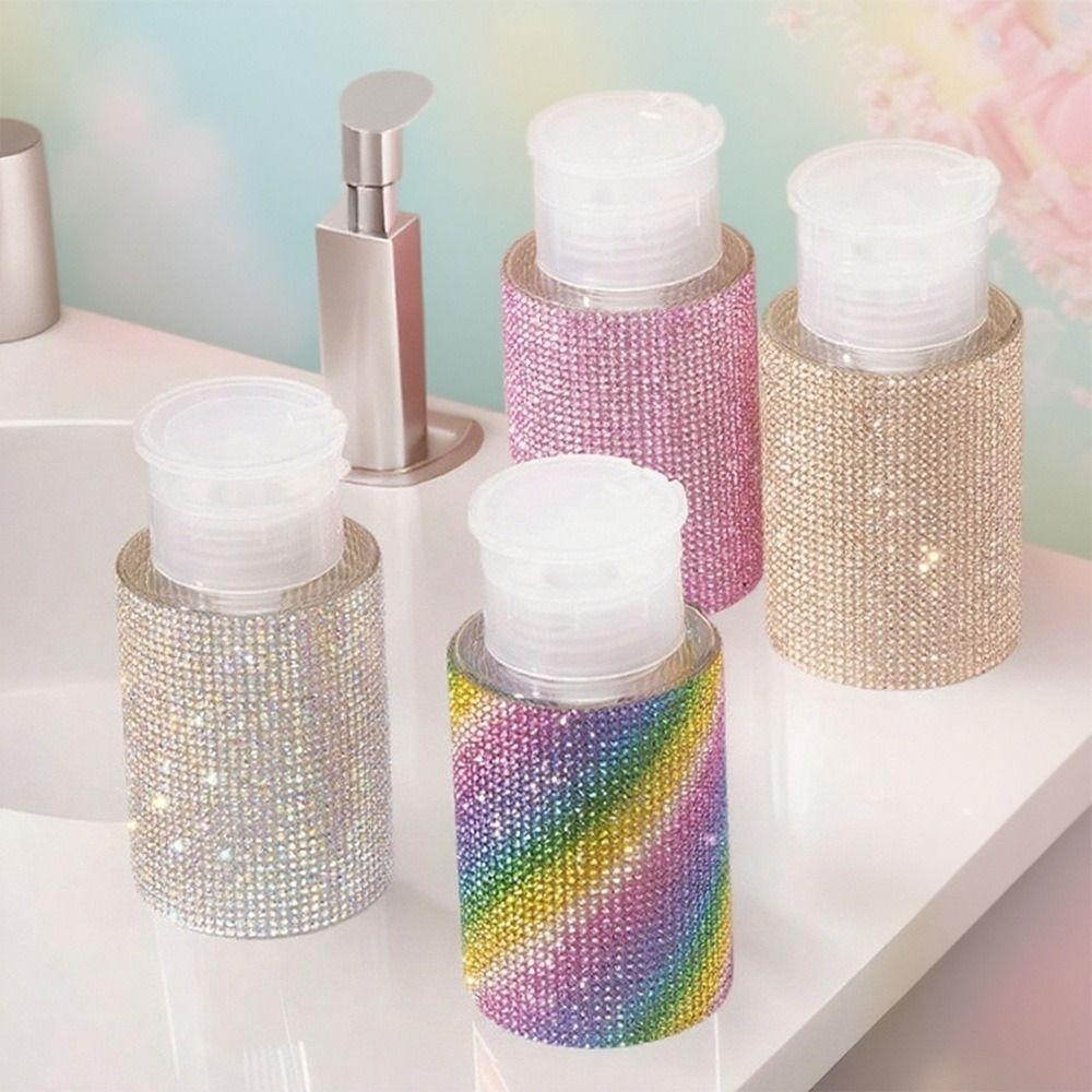 Sparkling Press Type Storage Bottle Creative Nail Polish Remover Container Manicure Tools
