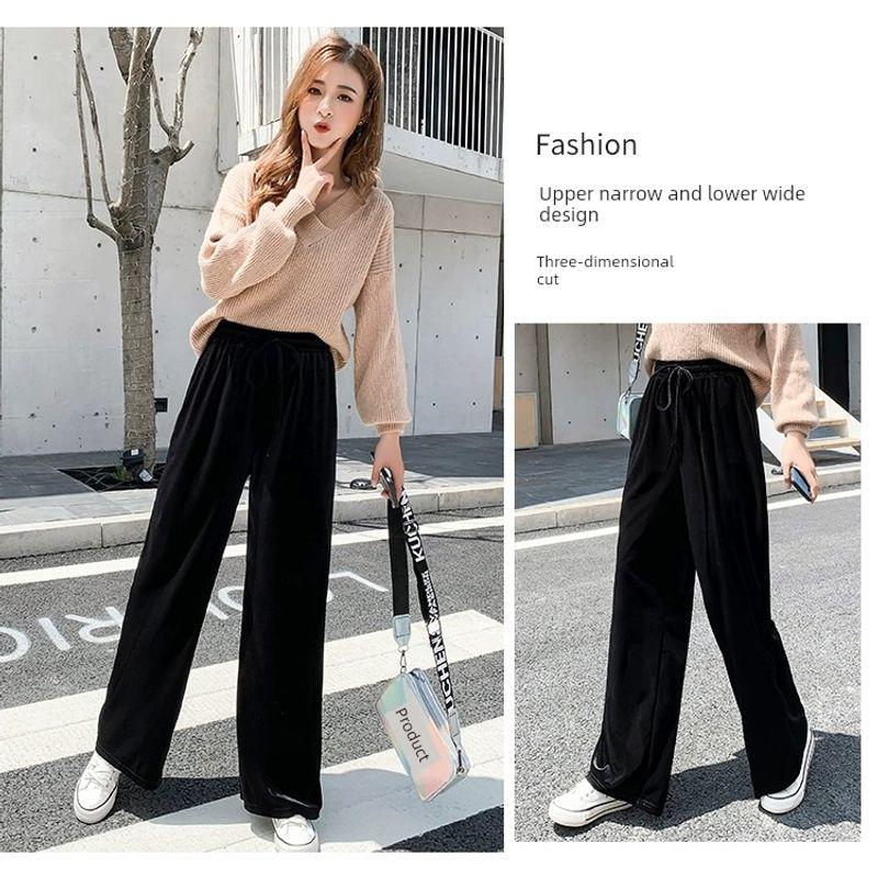

Fashion Style Wide Leg Pants Long Straight Oversize Women s Clothing Black XL