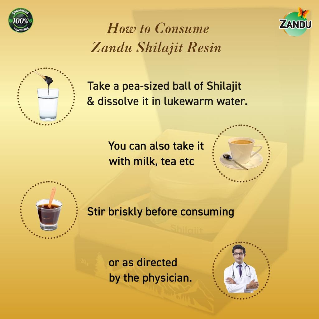 Zandu Pure Himalayan Shilajit Resin 20g Pack of 1 Natural Ayurvedic Energy Booster for Strength & Stamina