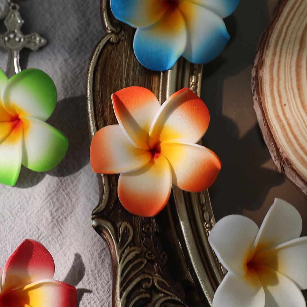 10 Stück 5cm Hawaiianische Plumeria PE Schaumstoff Kunstblume DIY Kranz Kopfschmuck Blumen Hochzeitsdekoration Partyzubehör