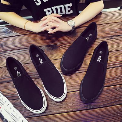 Ny Sort Kanvas Sko Afslappet Åndbar Forår Efterår Slip-On Gåsko Størrelse:39-44
