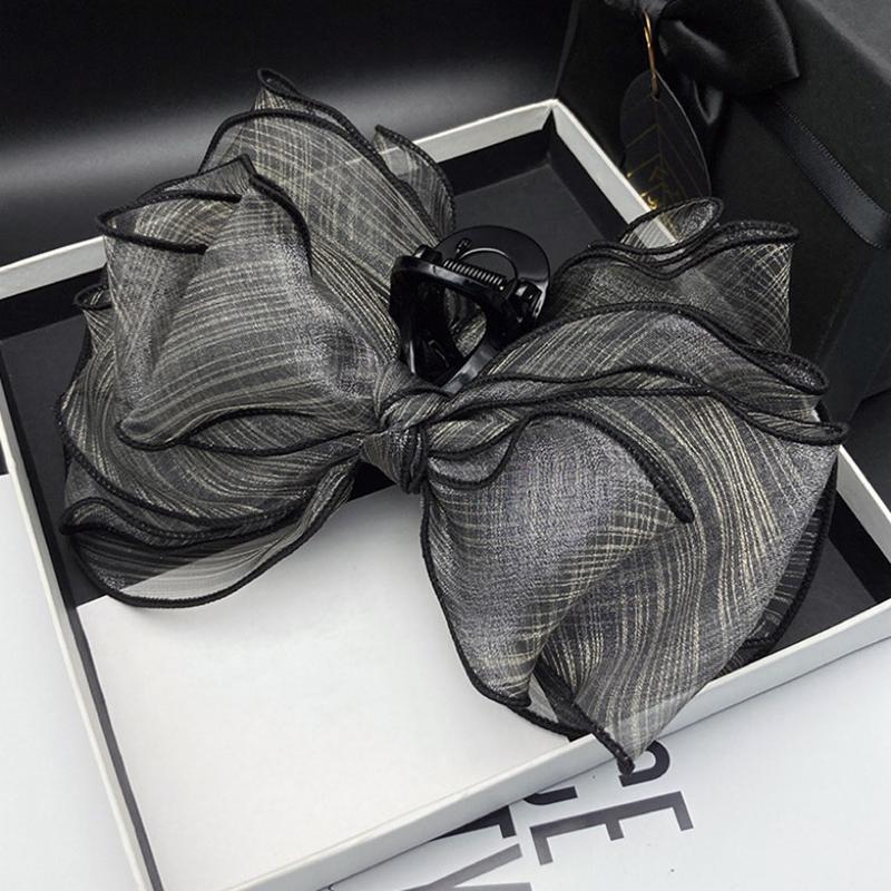 Elegant Bow Hair Claw For Women Girls Fashion Sweet Mesh Hair Clip Versatile Large Shark Clip Temperament Hair Accessories Gifts