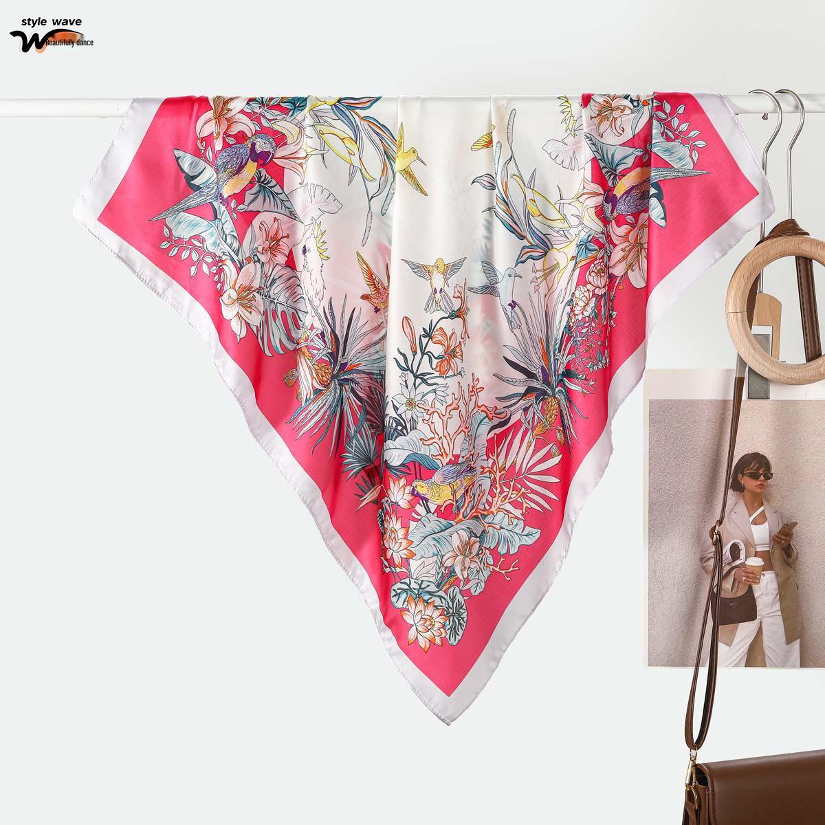 

Women s Versatile Silk Floral Scarf - Light Luxury, Spring/Summer 70cm Square, Trendy & Hot Selling 70x70CM