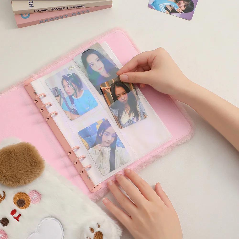 Cartoon A7 Photo Card Holder Album Girl Small Card Binder Plush Puppy Storage Booklet Student Cards Booklet
