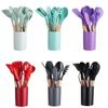 12PCS Silicone Kitchenware Non-Stick Cookware Kitchen Utensils Set Spatula Shovel Egg Beaters Wooden Handle Cooking Tool Set