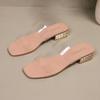 Women's 2026 New Clear Strap Rhinestone Block Heel Slides Sandals Fashion Minimalist Casual Summer Shoes