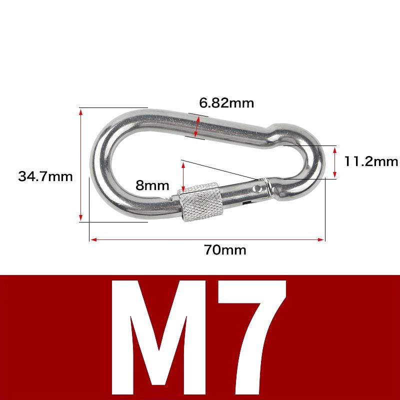 1-2pcs 304 Stainless Steel Spring Snap Multifunctional Carabiner Quick Link Lock Hook With Screw Nut M4 M5 M6 M7 M8 M9 M10