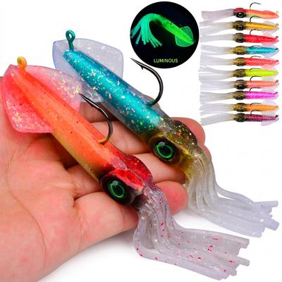 New  135mm 35g 47g Luminous Soft Squid Lure Octopus Squid Skirt Lures Bait Carp Pesca Lead Jig Head Squid Soft Plastic Lures
