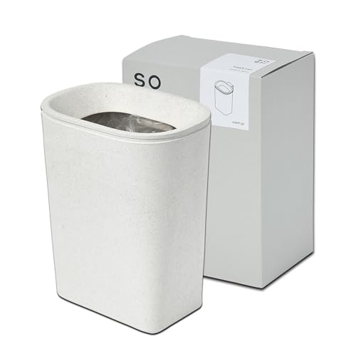 

soem [Space-Saving] Slim 1.6L Trash Can with Hanging Hook, White [Made in Japan] Dustbin for Kitchen, Wall-Mounted, Car, or Tabletop Use, Compact and