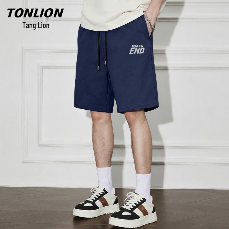 TonLion Men's Summer Pure Cotton Loose-Fit Straight-Leg Shorts