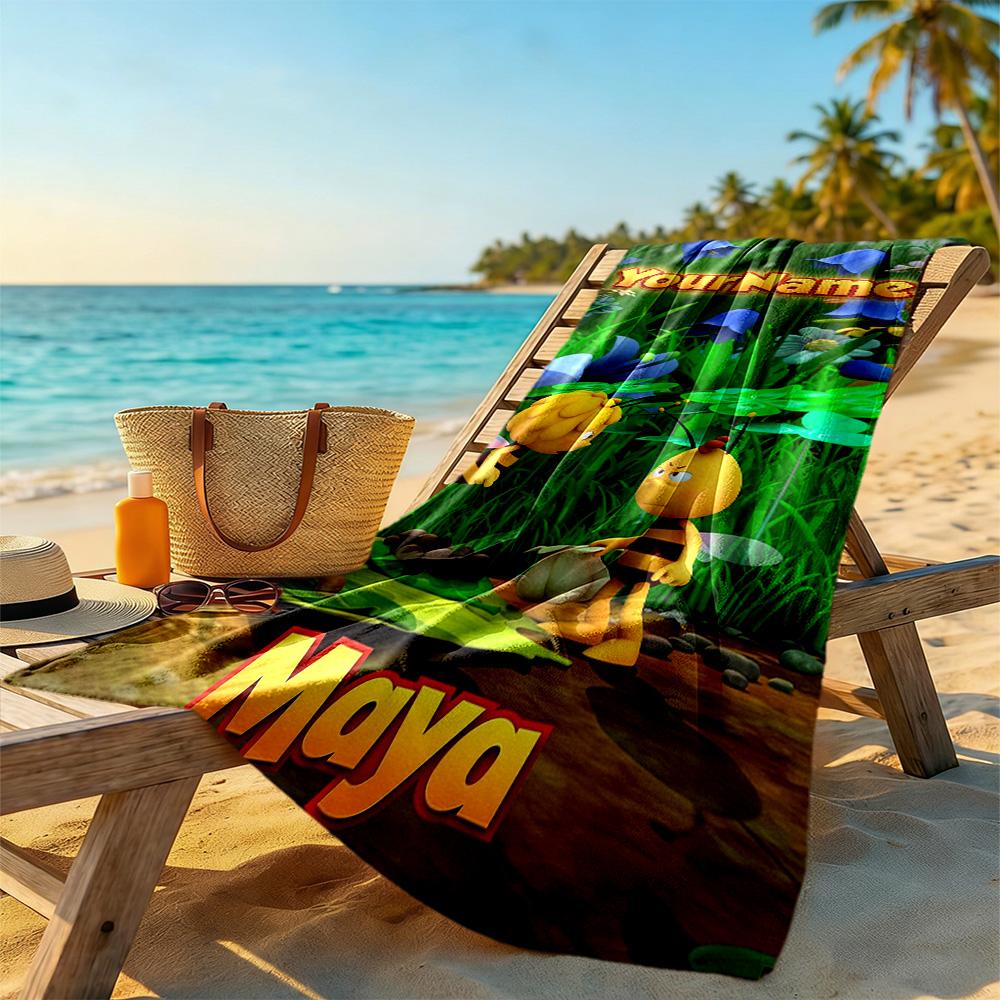 Biene Maja Customize Text Beach Towel Super Soft & Absorbent Suitable for Swimming Gym Camping Yoga Vacation