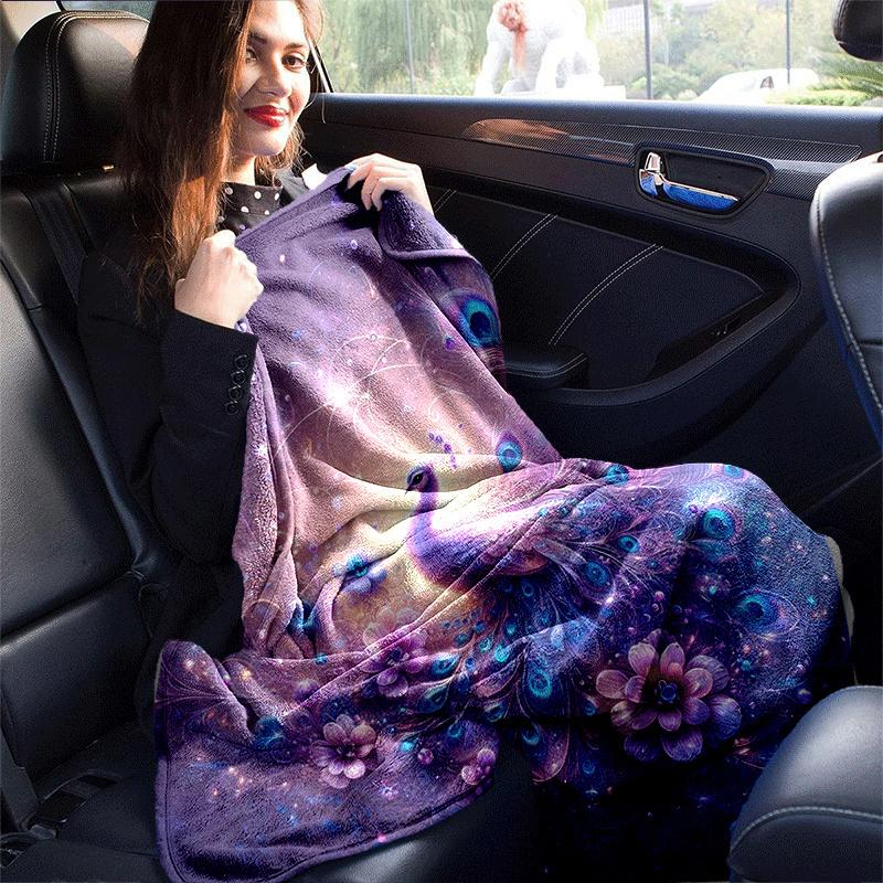 1pc Peacock Printing Lightweight Flannel Blanket, Comfortable and Warm Blanket, for Camping Sofa Bed and Couch Office, Suitable for Gift Blan
