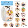 500 Pieces Cartoon Character Seal Stickers Roll Round Adhesive Labels for Packaging Scrapbooking Gift Decoration and Craft Projects