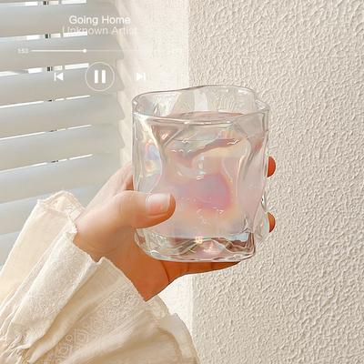 Summer Minimalist Glass Cups Irregular Transparent Wine Glasses High Appearance Level Crystal Glass Twisty Cups Cold Drink Cups