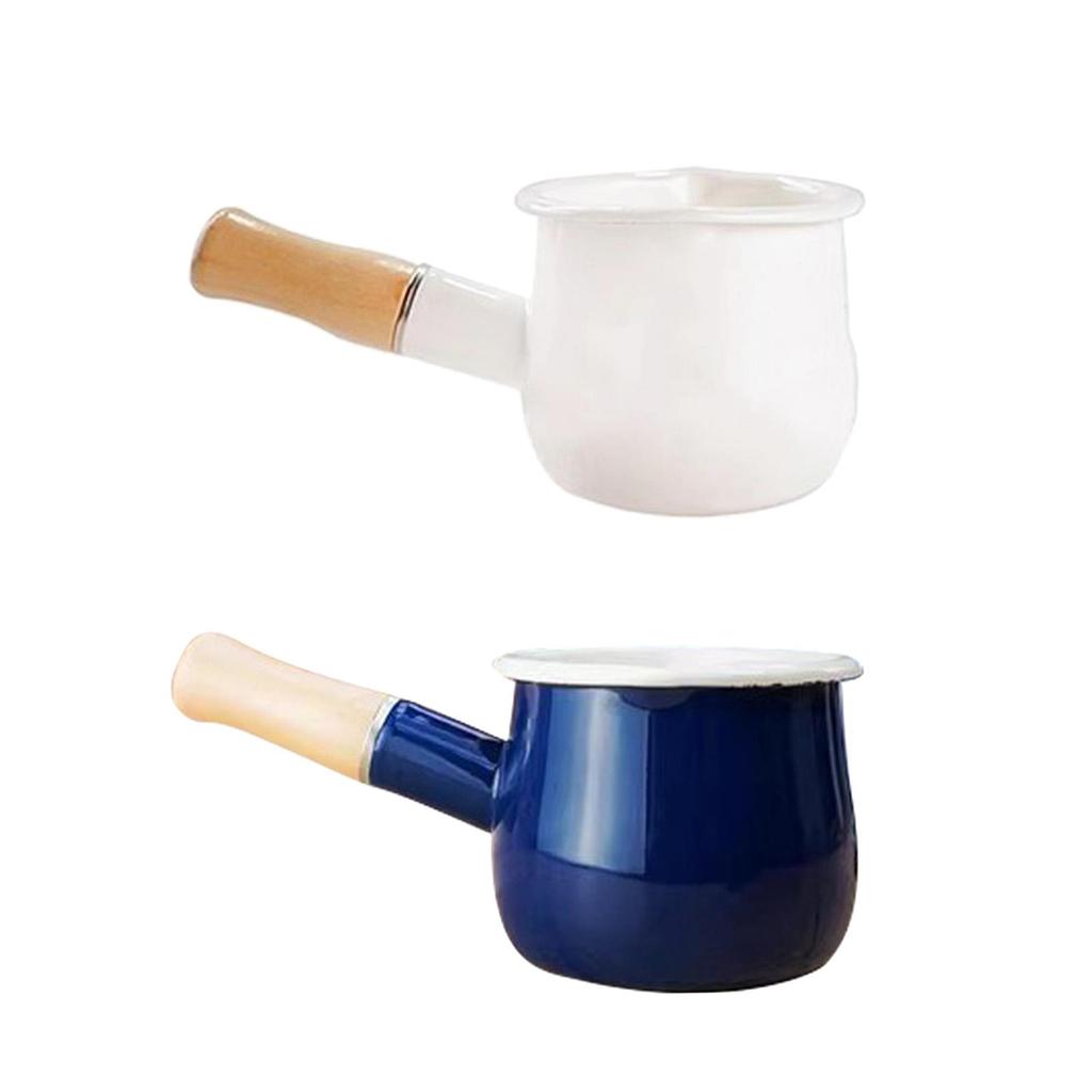Enamel Milk Pan Heating Milk Milk Pot for Kitchen Camping Induction Cooker