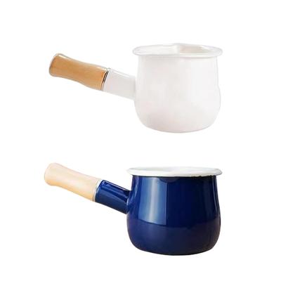 Enamel Milk Pan Heating Milk Milk Pot for Kitchen Camping Induction Cooker