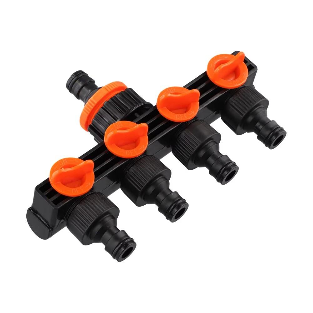 Divisores de Agua de 4 Vías de 1" a 3/4" a 1/2" Conector de Riego de Jardín Válvula Distribuidora para Grifo Exterior Aspersor