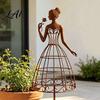 Metal Garden Trellis for Climbing Plants Vintage Lady Stake Rustic Silhouette Plant Support Decorative Structures Landscaping Vines And Flowers,