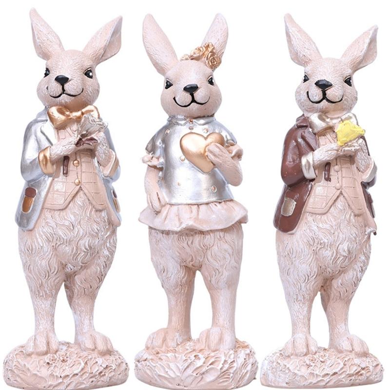 Friendly Easters Rabbit Resins Ornaments for Holiday Decoration and Indoor Display