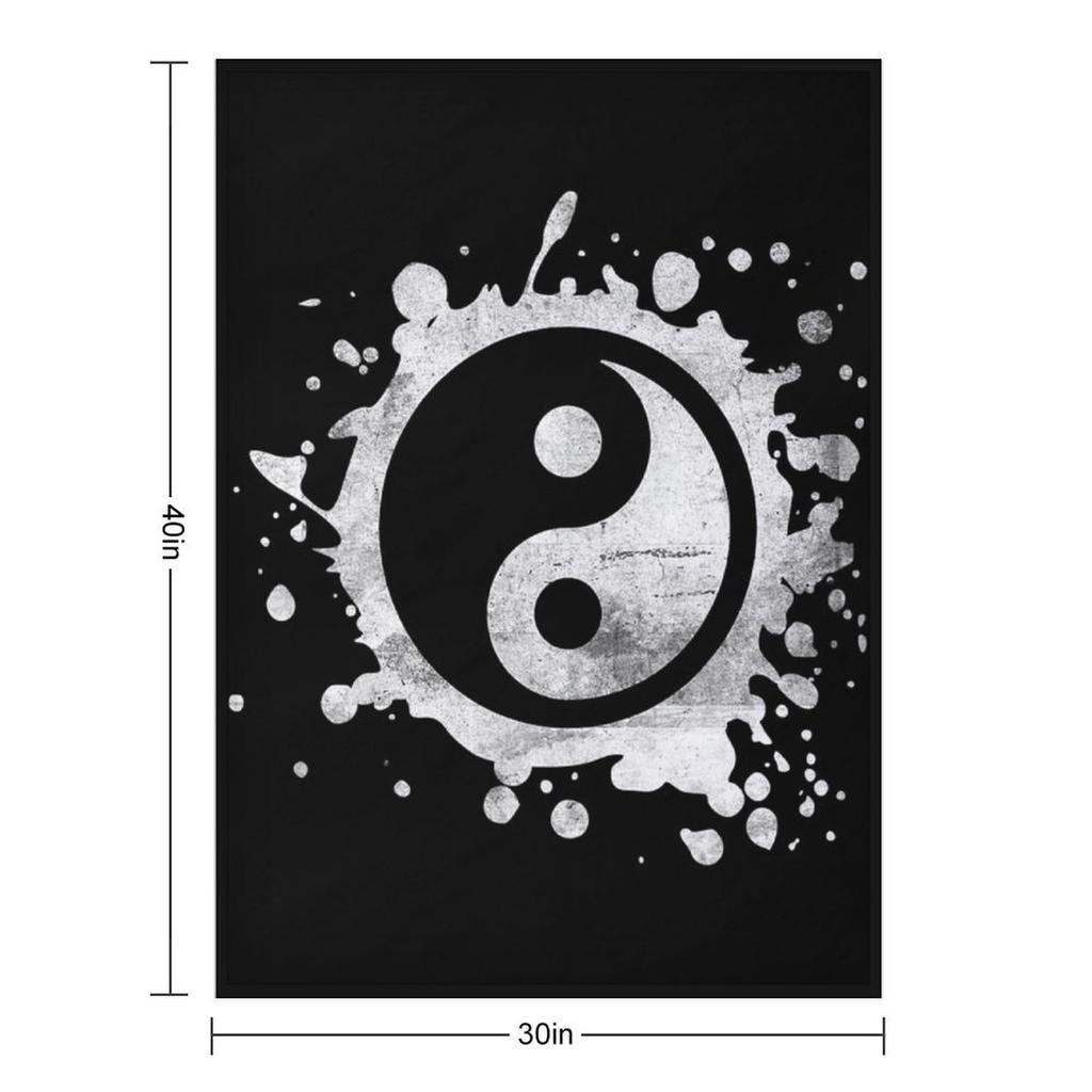 Distressed Yin Yang Feng Shui Ying Yang Taoism Zen Buddhism T-Shirt Throw Blanket Summer Beautifuls Blankets