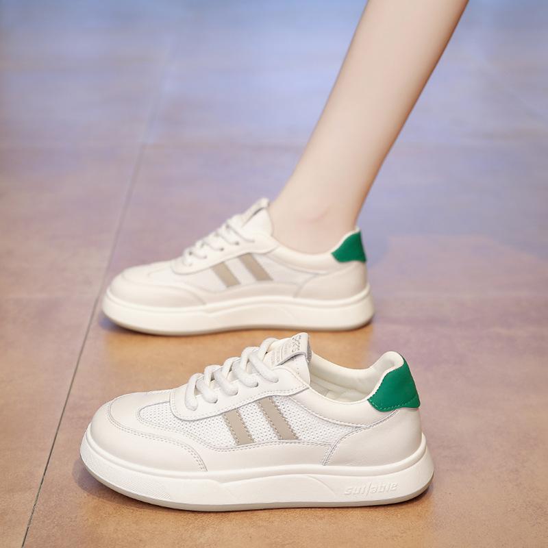 

Маленькие белые туфли женские сетчатые дышащие кроссовки 2025 новые летние модные повседневные кроссовки на платформе для учениц средней школы 35