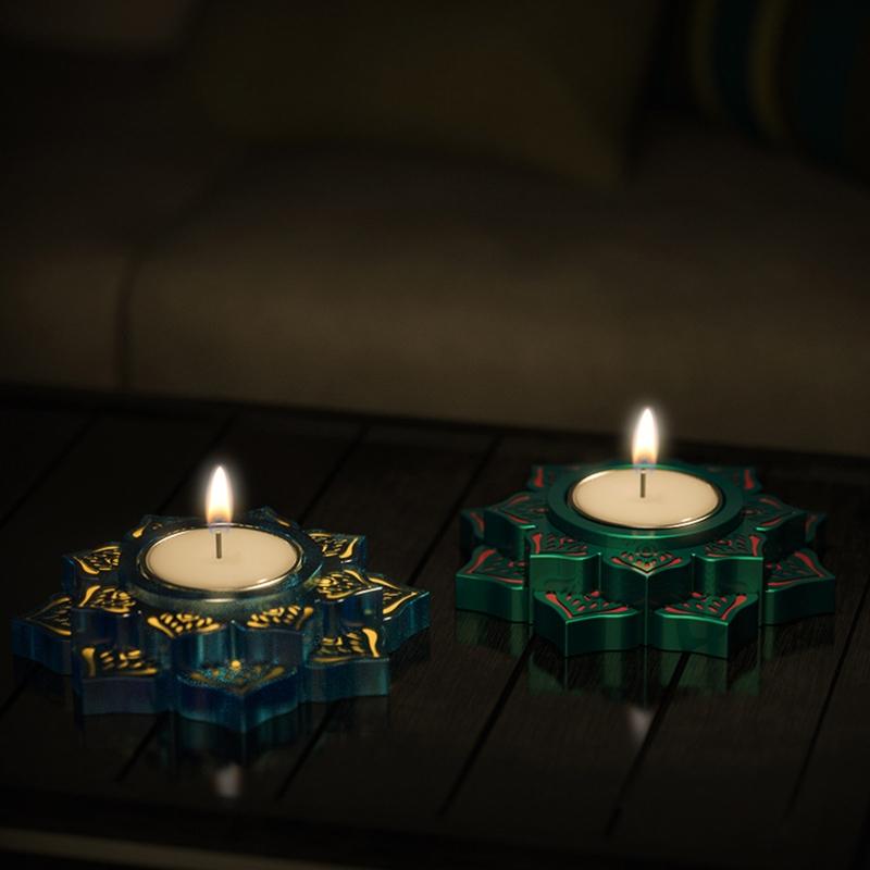 Resin Candle Holder Silicone Moulds Tealight Resin Mold Lotus Candlestick Epoxy Casting Mould for DIY Jewelry Box