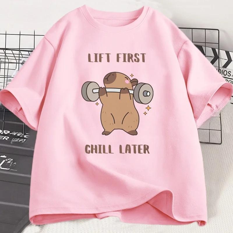 

Capybara Gym TShirt Women Sports Tee Workout Fitness T Shirt Top Unisex Softstyle Women Tshirt Clothes Women Clothing S