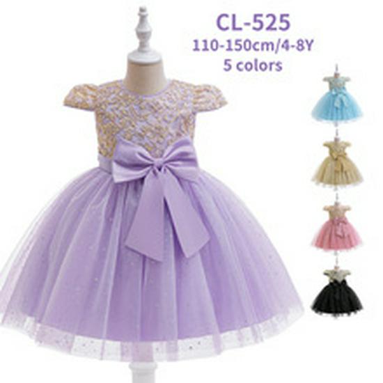 Embroidered Swallowtail Bow Dress with Flutter Sleeves for Flower Girls