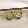 Exaggerated Gradient Vintage Irregular C Shaped Resin Hoop Earrings For Women