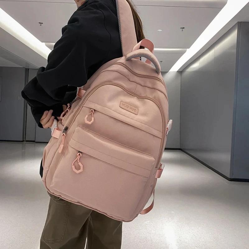 

Холщовые школьные сумки в стиле колледжа для девочек однотонные для старшеклассниц школьный рюкзак корейская версия рюкзак для ноутбука женский мужской розовый